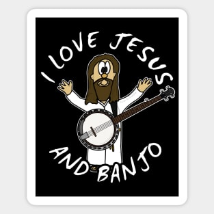 I Love Jesus And Banjo Christian Worship Funny Magnet